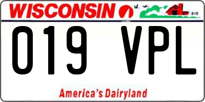 WI license plate 019VPL