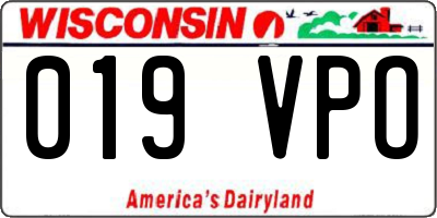 WI license plate 019VPO