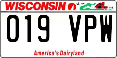 WI license plate 019VPW