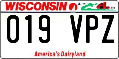 WI license plate 019VPZ