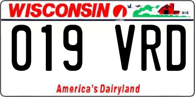 WI license plate 019VRD