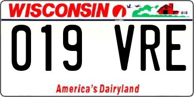 WI license plate 019VRE