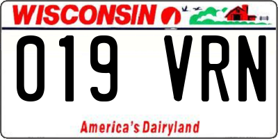 WI license plate 019VRN