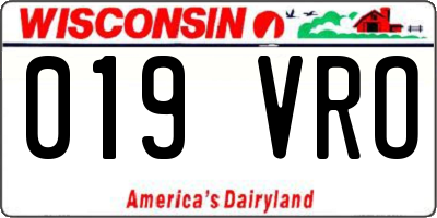 WI license plate 019VRO