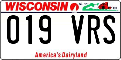 WI license plate 019VRS