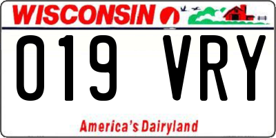 WI license plate 019VRY