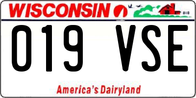 WI license plate 019VSE
