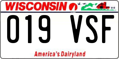 WI license plate 019VSF