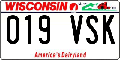 WI license plate 019VSK