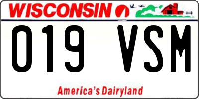 WI license plate 019VSM
