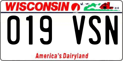 WI license plate 019VSN