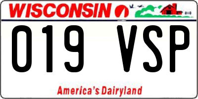 WI license plate 019VSP