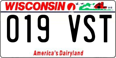 WI license plate 019VST