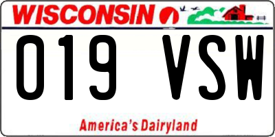 WI license plate 019VSW