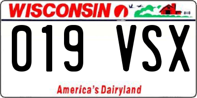 WI license plate 019VSX