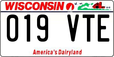 WI license plate 019VTE
