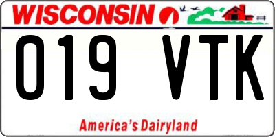 WI license plate 019VTK