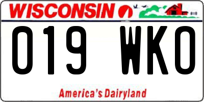 WI license plate 019WKO
