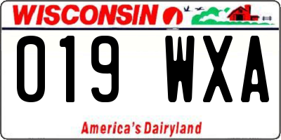 WI license plate 019WXA