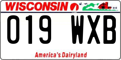 WI license plate 019WXB