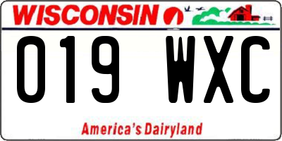 WI license plate 019WXC