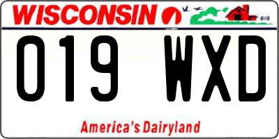 WI license plate 019WXD