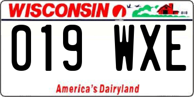 WI license plate 019WXE