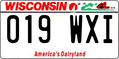 WI license plate 019WXI