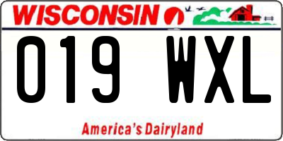 WI license plate 019WXL