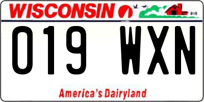 WI license plate 019WXN
