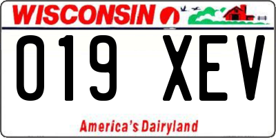 WI license plate 019XEV