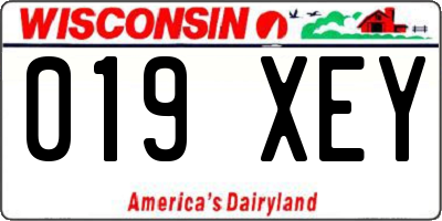 WI license plate 019XEY