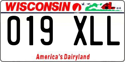 WI license plate 019XLL