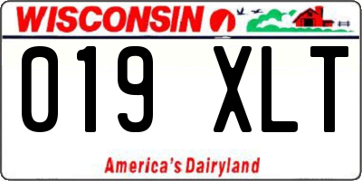 WI license plate 019XLT