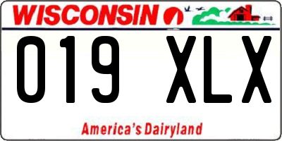 WI license plate 019XLX