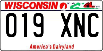 WI license plate 019XNC