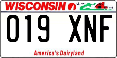 WI license plate 019XNF
