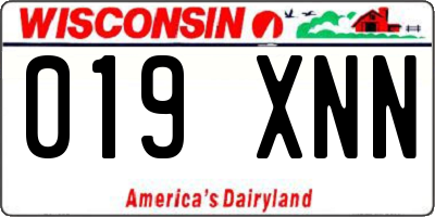 WI license plate 019XNN