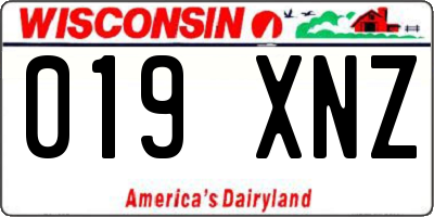 WI license plate 019XNZ