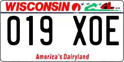 WI license plate 019XOE