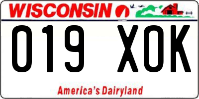 WI license plate 019XOK