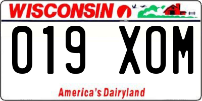 WI license plate 019XOM