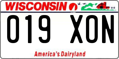 WI license plate 019XON