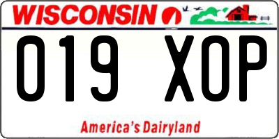 WI license plate 019XOP