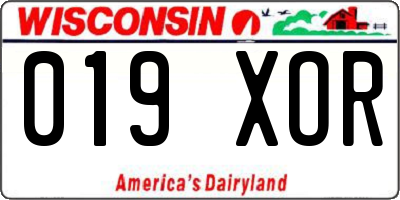 WI license plate 019XOR