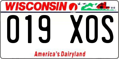 WI license plate 019XOS