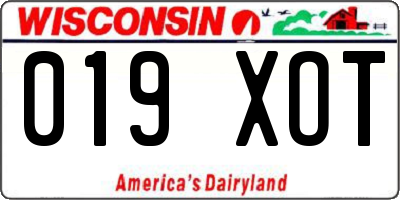 WI license plate 019XOT
