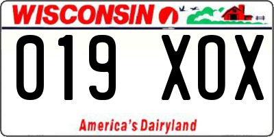WI license plate 019XOX