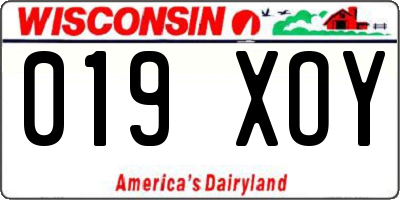 WI license plate 019XOY