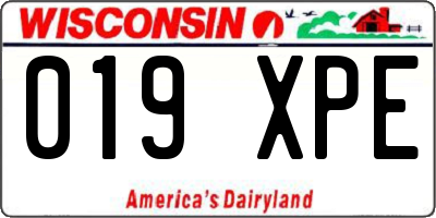 WI license plate 019XPE